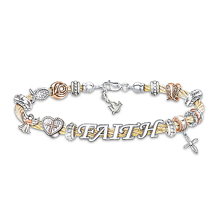 Faith Is A Blessing 24K Gold-Plated Religious Bracelet
