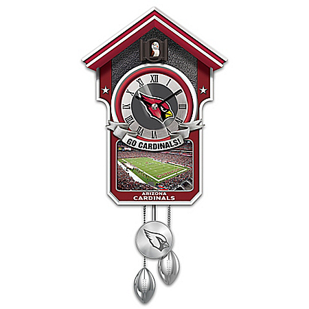 NFL-Licensed Arizona Cardinals Wall Cuckoo Clock Featuring Bird With Football Helmet