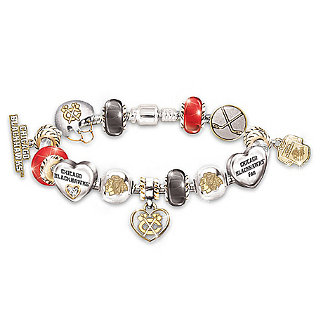 Chicago Blackhawks® #1 Fan Sterling Silver Plated Charm Bracelet