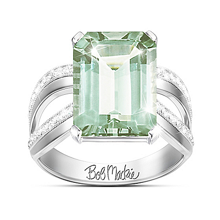 Bob Mackie Allure Green Amethyst Silver Ring