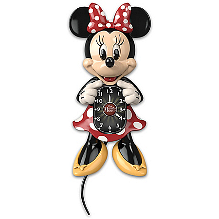 Hand-Painted Disney Minnie Mouse Eyes & Tail Motion Wall Clock