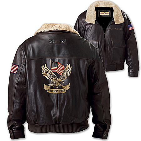 American Pride Mens Aviator Leather Jacket In Dark Brown
