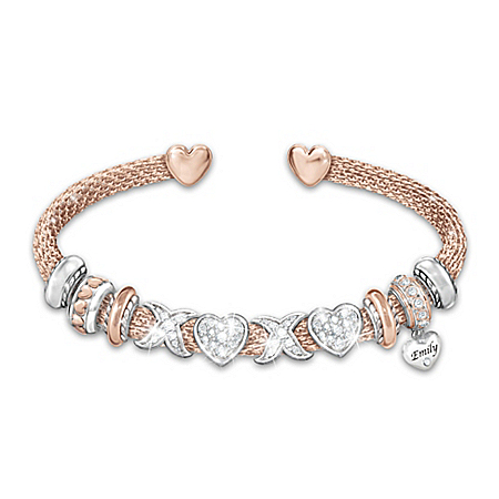 All My Love Personalized Swarovski Crystal And 18K Rose Gold-Plated Daughter Bracelet