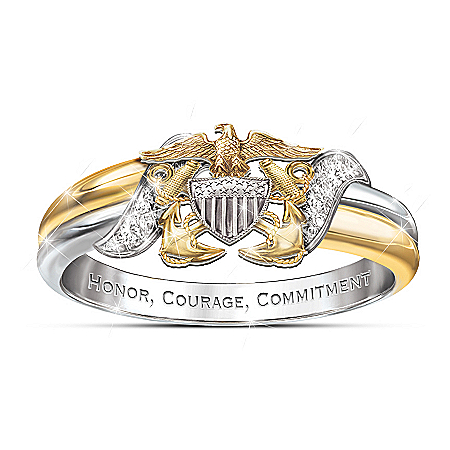 U.S. Navy Diamond Embrace Womens Ring