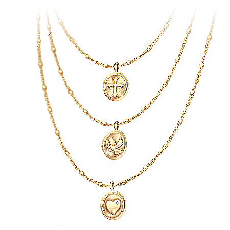 Heartfelt Blessings Womens Faith, Hope And Love Diamond Pendant Necklace