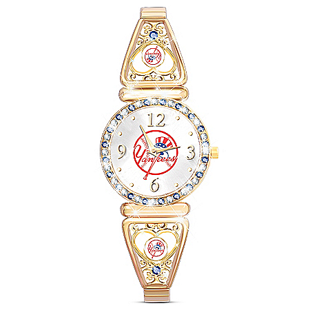My Yankees Womens Stainless Steel Watch With Crystals