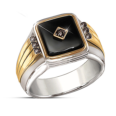 Black Label Onyx And Sapphire Mens Ring