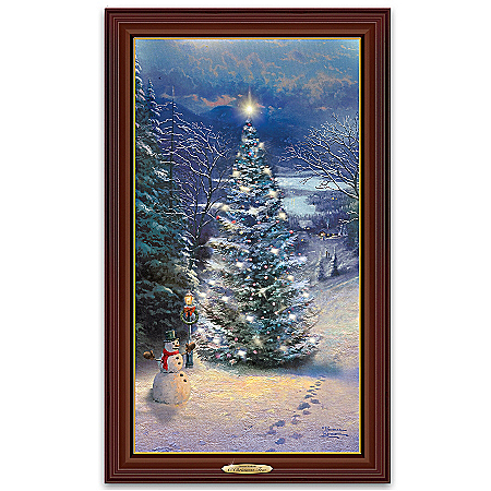 Thomas Kinkade O' Christmas Tree Illuminated Wall Decor Canvas