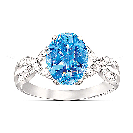 Summer Breeze Swiss Blue Topaz & Diamond Sterling Silver Ring