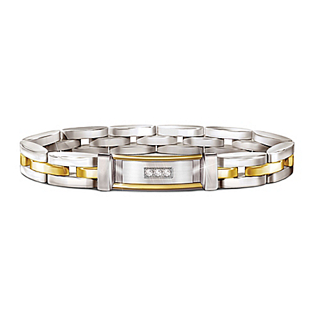 Today, Tomorrow And Always Dear Father Personalized Diamond Stainless Steel Bracelet
