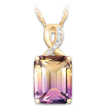Sunset Oasis Womens Ametrine And Diamond Pendant Necklace