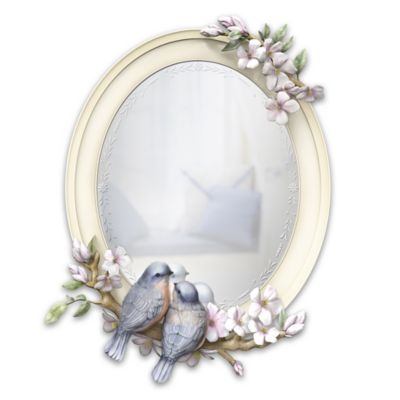 Springtime Songbirds Handcrafted Sculpted Mirror