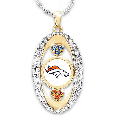 For The Love Of The Game Denver Broncos Crystal Pendant Necklace