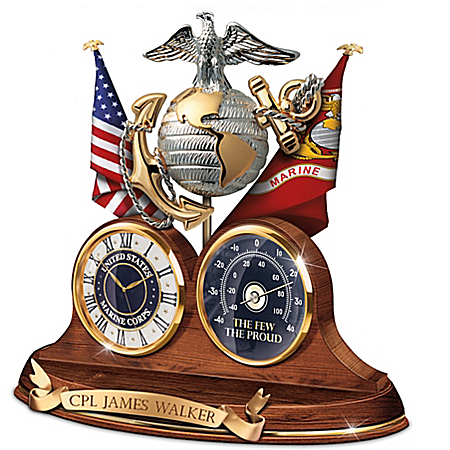 USMC Semper Fi Personalized Thermometer Desk Clock