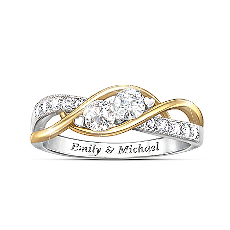 The Two Of Us Personalized Sterling Silver White Topaz Ring