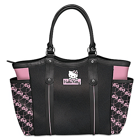 Exclusive Applique Patch Hello Kitty Style Icon Shoulder Tote Bag