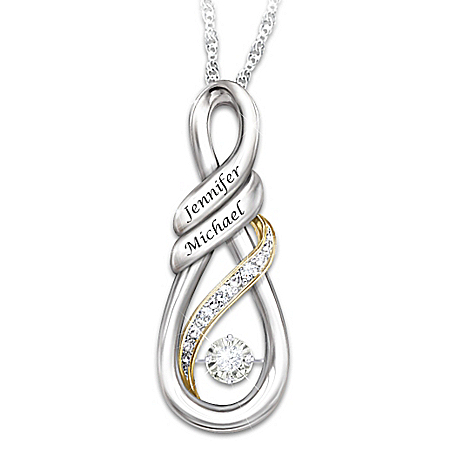 I Love You Brilliant Motions Personalized Diamond Pendant Necklace
