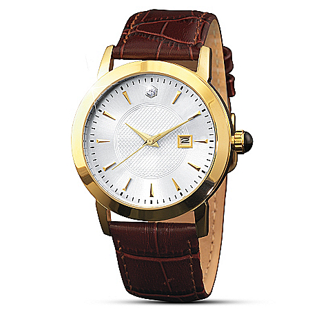 For You, Forever Brown Leather Mens Watch
