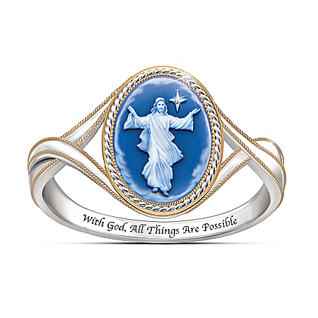 Light Of The Lord 18K Gold-Plated Jesus Ring