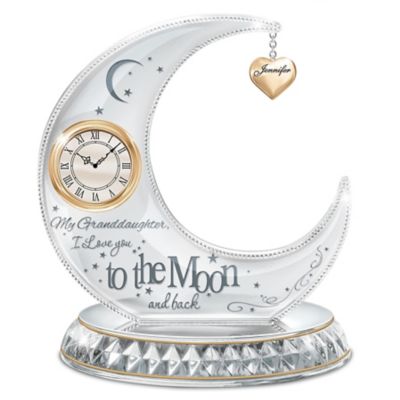 My Granddaughter, I Love You To The Moon Personalized Illuminated Crystal Clock