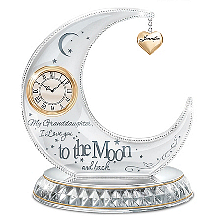 My Granddaughter, I Love You To The Moon Personalized Illuminated Crystal Clock