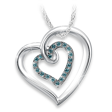Always In My Heart Sterling Silver Blue Diamond Pendant Necklace