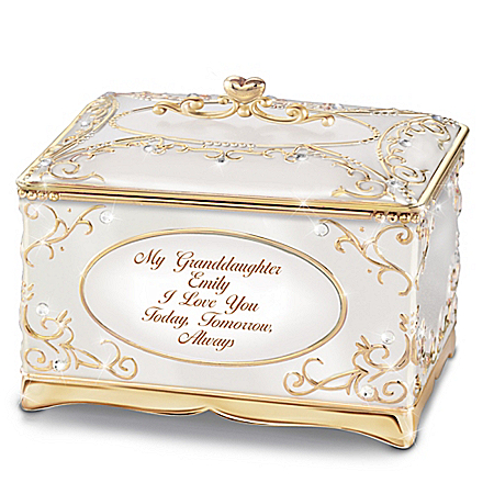 My Granddaughter, I Love You Personalized 18K Gold- And Silver-Plated Music Box