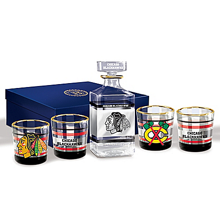 NHL® Chicago Blackhawks® Five Piece Legacy Decanter Set With Glasses