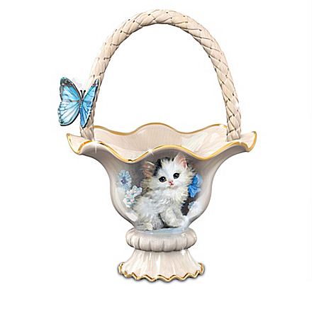 Meta Pluckebaum Blue-Eyed Beauty Cat Table Basket Centerpiece