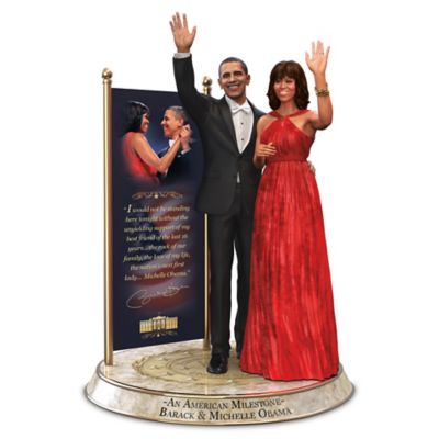 Barack And Michelle Obama Commemorative Tribute Hand-Painted Sculpture