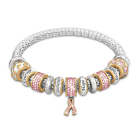 Message Of Hope Breast Cancer Awareness Mesh Bracelet