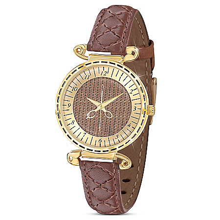 Sew Happy Brown Leather Womens Watch