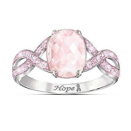 Dazzling Hope Rose Quartz And Pink Simulated Diamond Ring