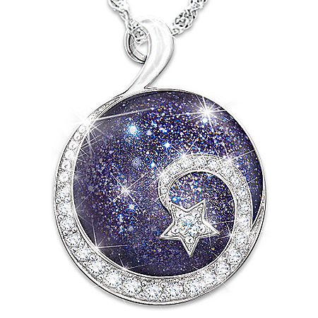 Daughter Reach For The Stars Sterling Silver Cabochon Stone Pendant Necklace