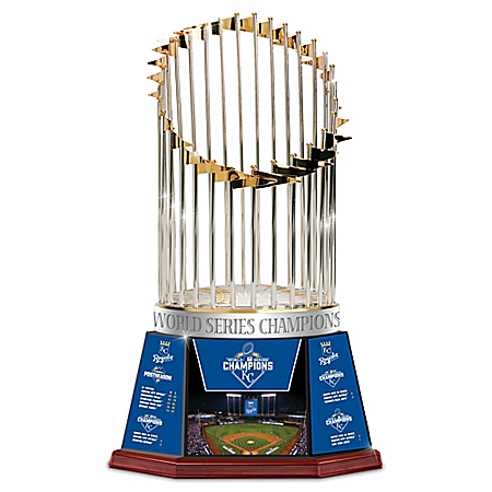 2015 World Series Royals Commemorative Trophy With Postseason Stats