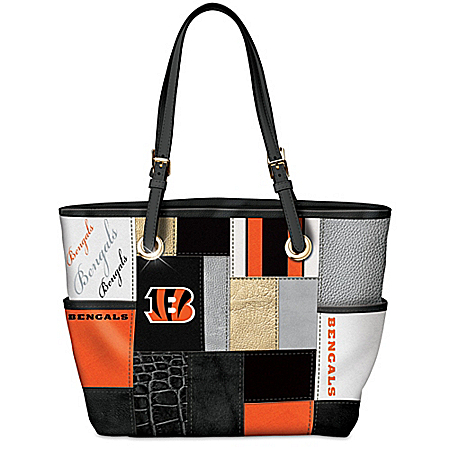 For The Love Of The Game Cincinnati Bengals Patchwork Tote Bag