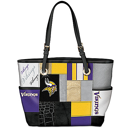 For The Love Of The Game NFL Minnesota Vikings Patchwork Tote Bag