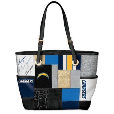 For The Love Of The Game NFL Los Angeles Chargers Patchwork Tote Bag
