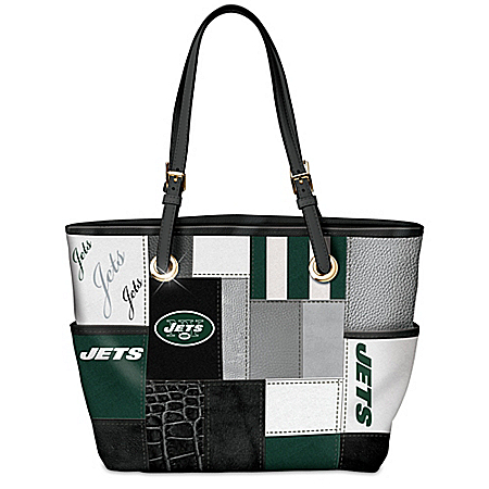 For The Love Of The Game NFL New York Jets Patchwork Tote Bag