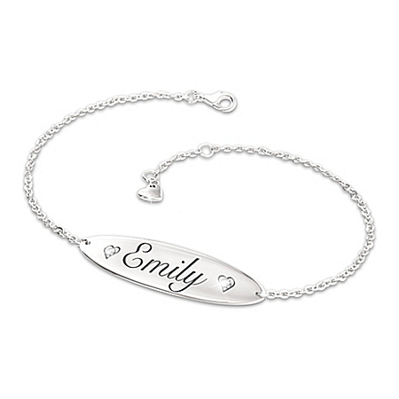 A Daughter Is Love Sterling Silver-Plated Personalized Diamond Bracelet