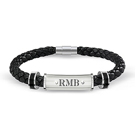 My Grandson, My Pride, My Joy Personalized Diamond Leather Bracelet