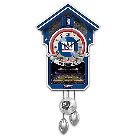 New York Giants NFL Cuckoo Clock With Game Day Image