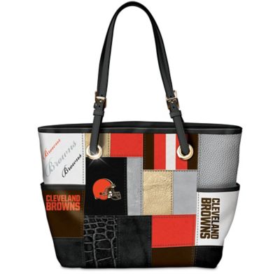 For The Love Of The Game NFL Cleveland Browns Patchwork Tote Bag