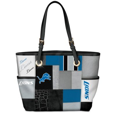 For The Love Of The Game NFL Detroit Lions Patchwork Tote Bag