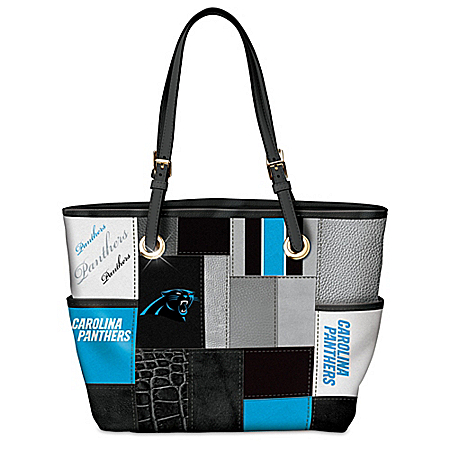 For The Love Of The Game Carolina Panthers Patchwork Tote Bag