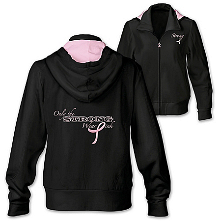 Only The Strong Wear Pink Womens Breast Cancer Awareness Hoodie