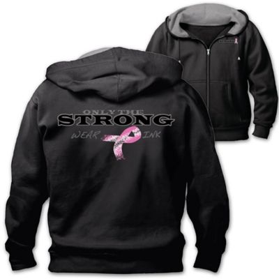Only The Strong Wear Pink Mens Breast Cancer Awareness Hoodie