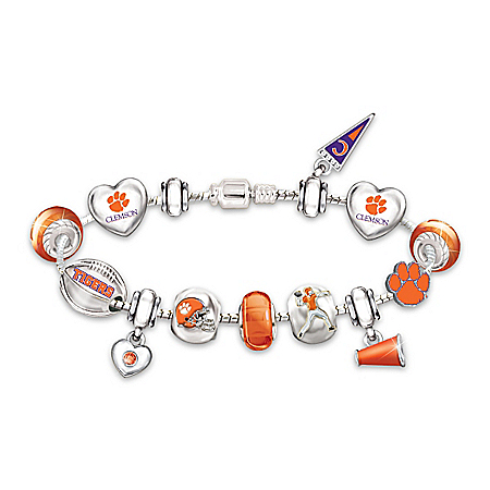 Go Tigers! #1 Fan Charm Sterling Silver-Plated Bracelet