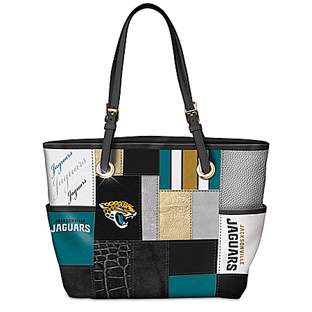 For The Love Of The Game NFL Jacksonville Jaguars Patchwork Tote Bag