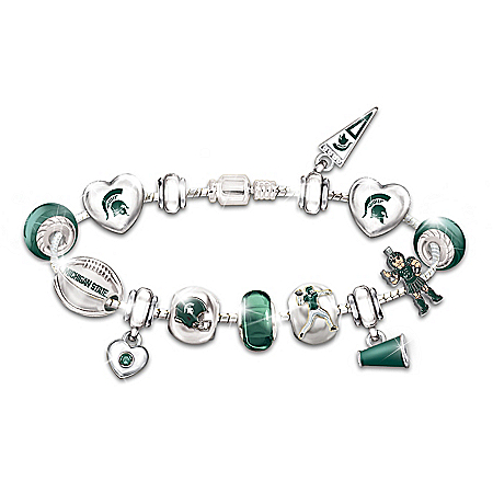 Go Michigan State Spartans! #1 Fan Charm Bracelet
